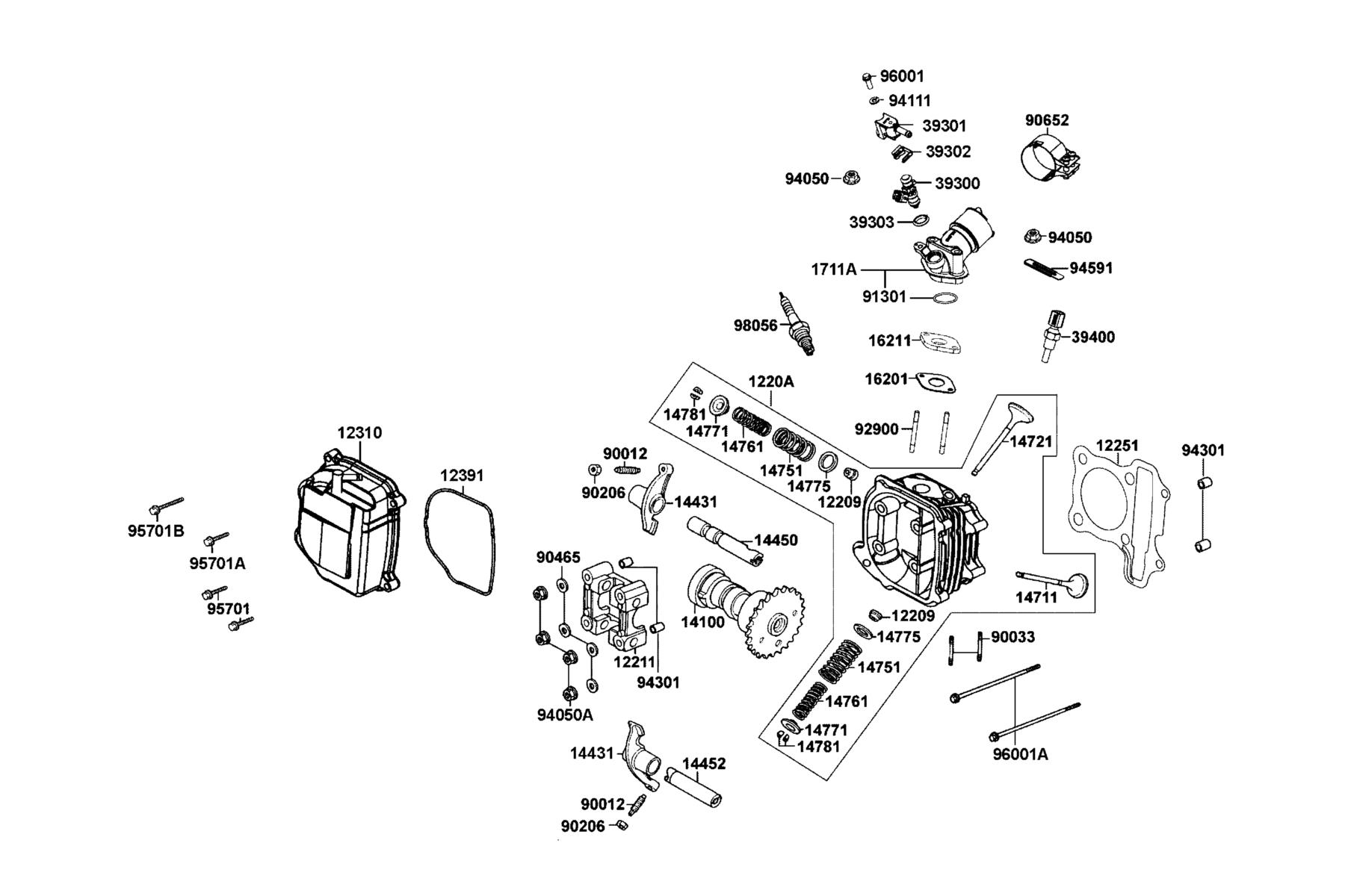 MONGOOSE 110i Cylinder Head Cover ● Cylinder Head parts diagram