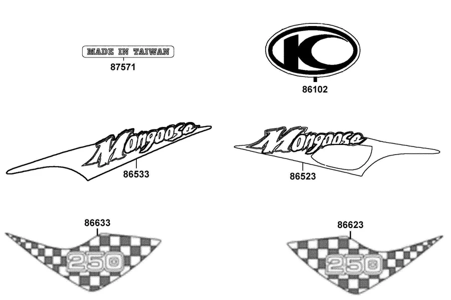 F25 Emblem and Stripe parts diagram