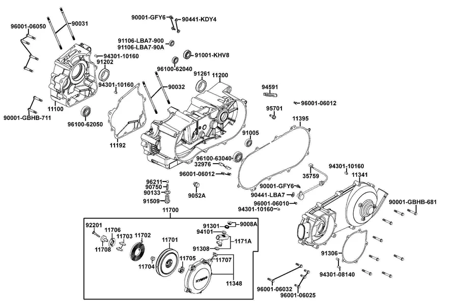 E01 Crank Case parts diagram