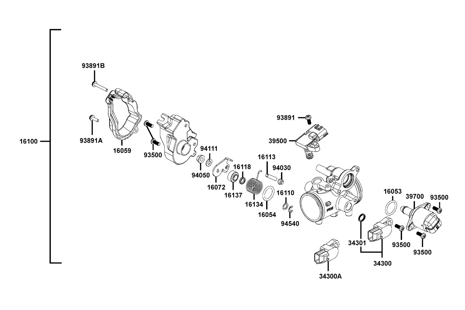 UXV 500i (2016~) THROTTLE BODY, ASSY. parts diagram