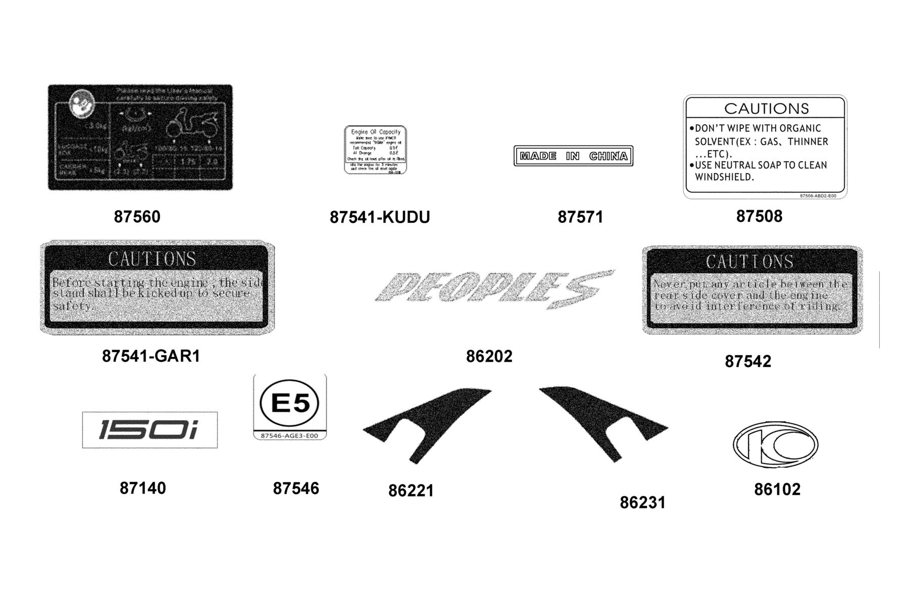 People S 150i ABS(2022) Emblem ● Stripe parts diagram