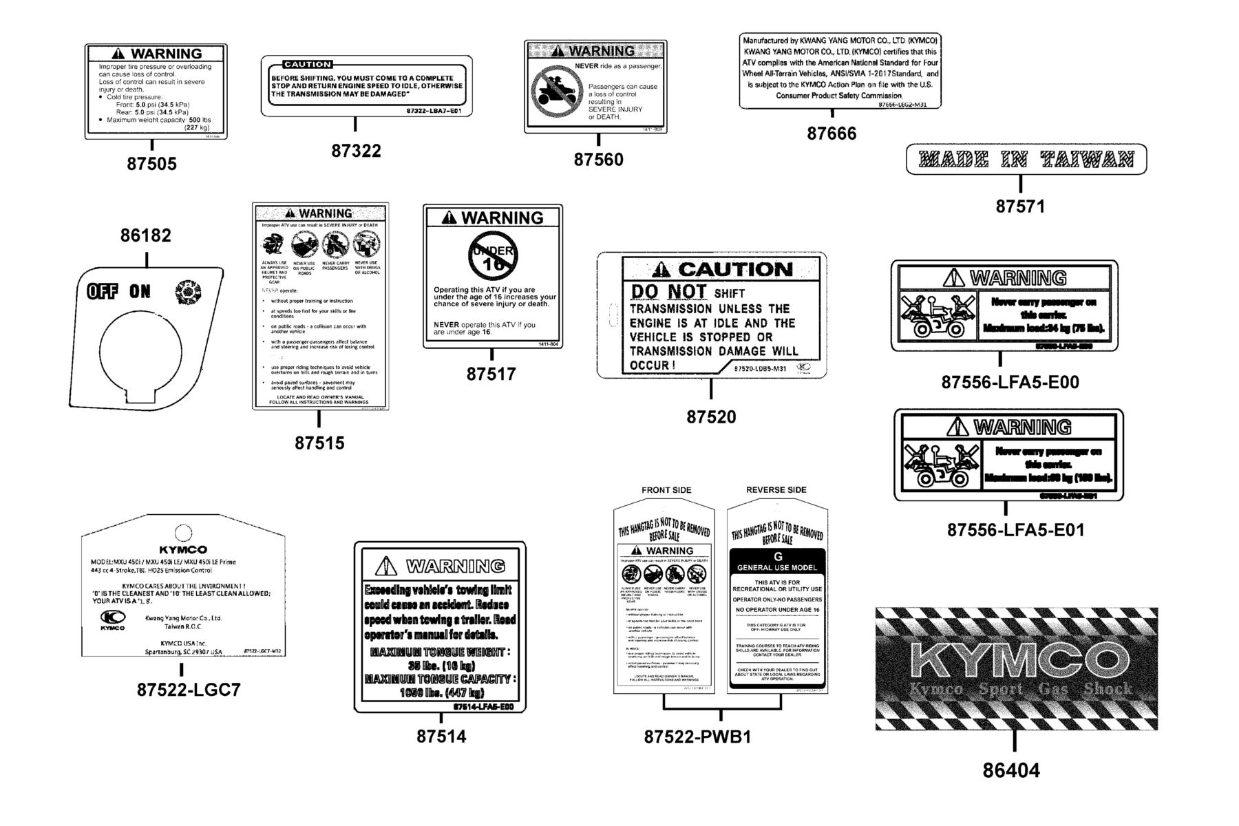MXU 450i LE(2021) Caution Label parts diagram