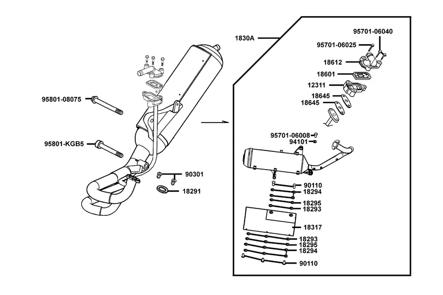 F15 Exhaust Muffler parts diagram
