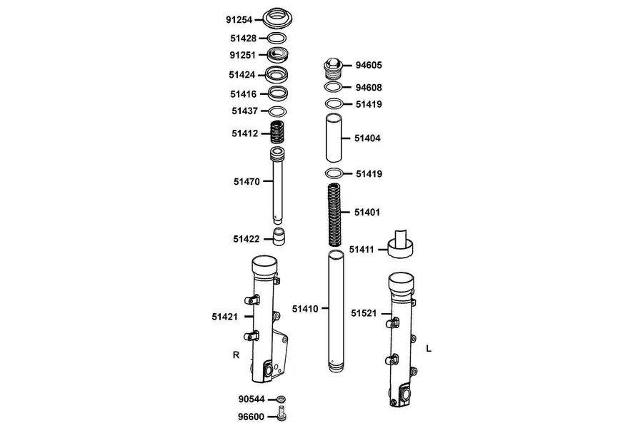 F22 Separated Parts Of Fr Fork parts diagram
