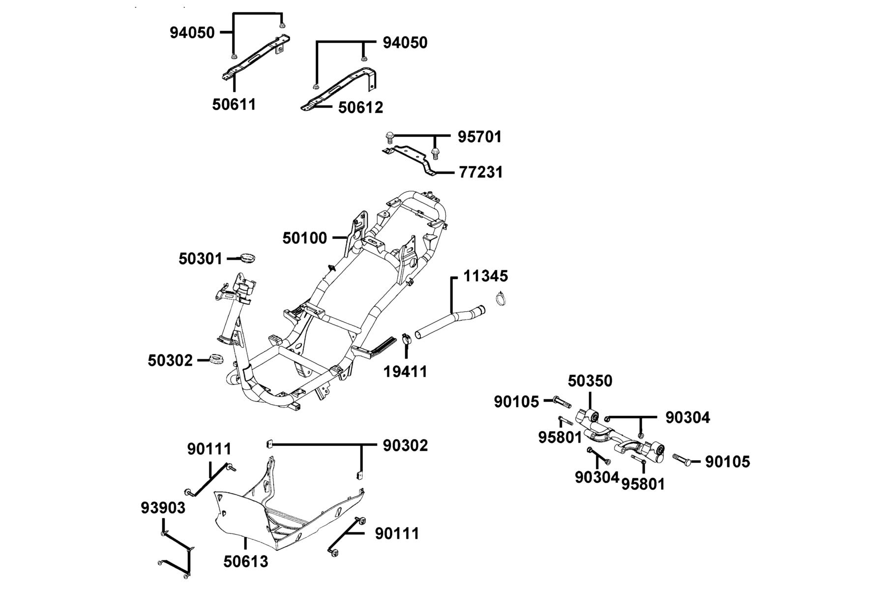 Agility 50 MY2023 Frame Body parts diagram