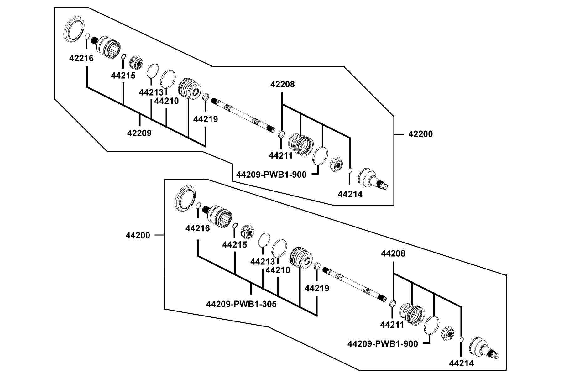 KYMCO MXU 375 (Utility)_Off Road (2010+) Separated Parts Of Halfshaft parts diagram