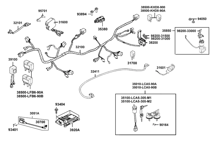 F20 Harness Wire parts diagram