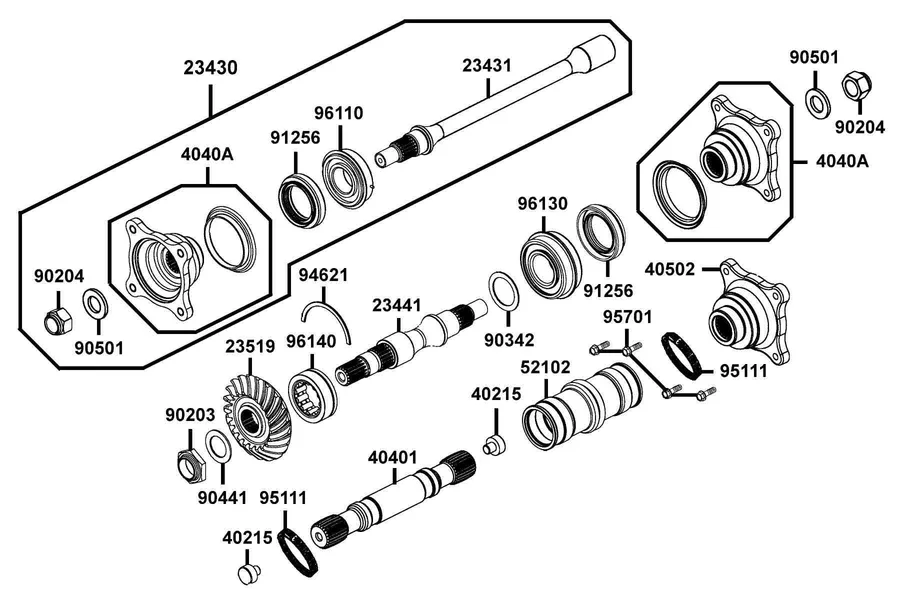 E10 Shaft Drive Front parts diagram