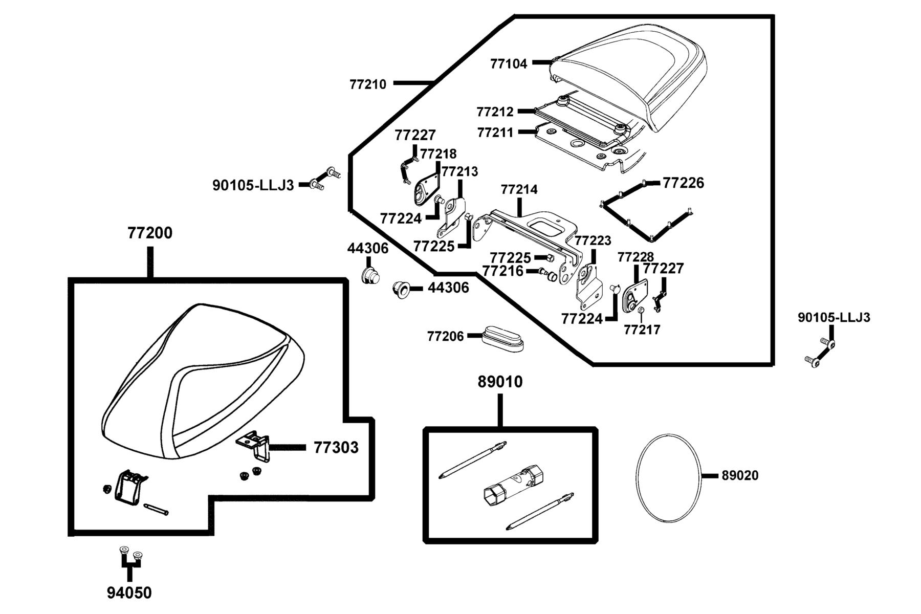 Agility 50 MY2026 Seat parts diagram