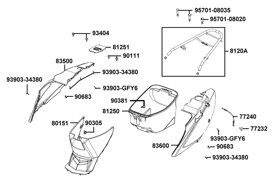 F12 Body Cover and Luggage Box parts diagram