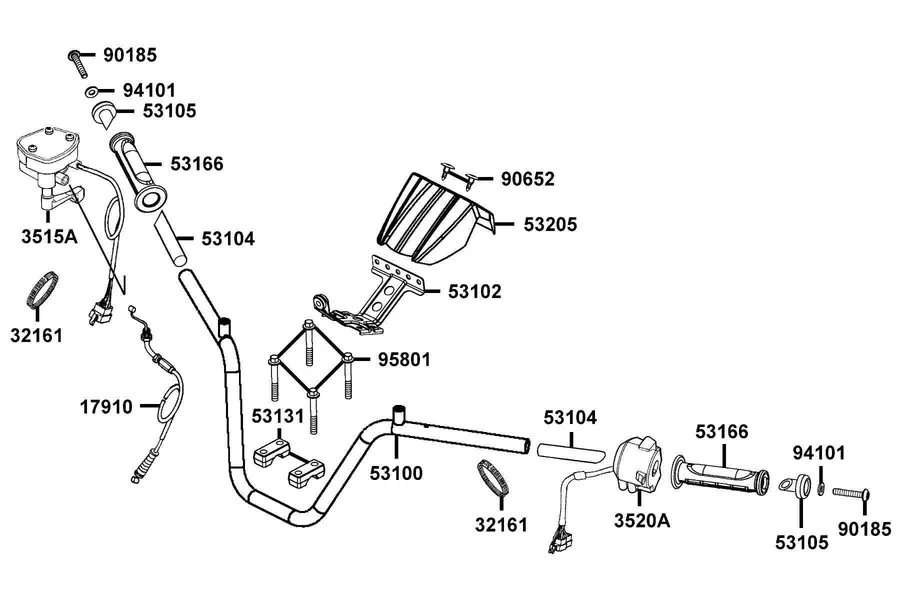 F03 Tube Handlebar parts diagram