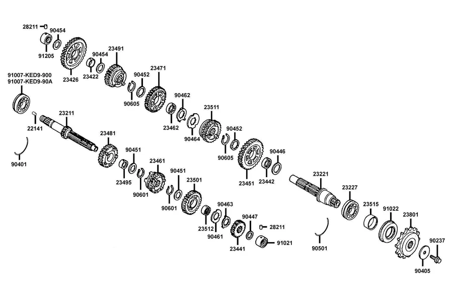 E14 Transmission parts diagram