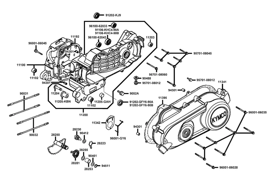 E01 Crank Case parts diagram