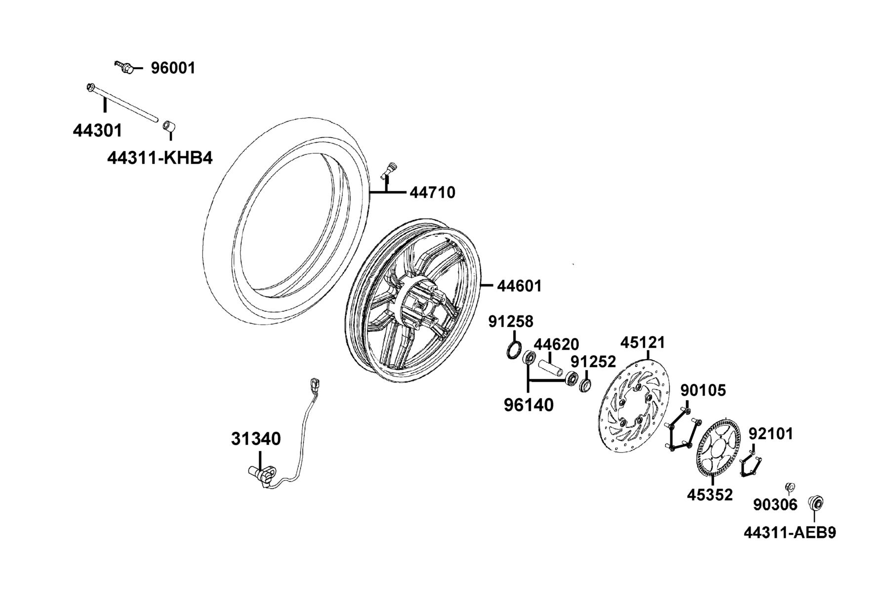 New People S 150(2023) Front Wheel parts diagram