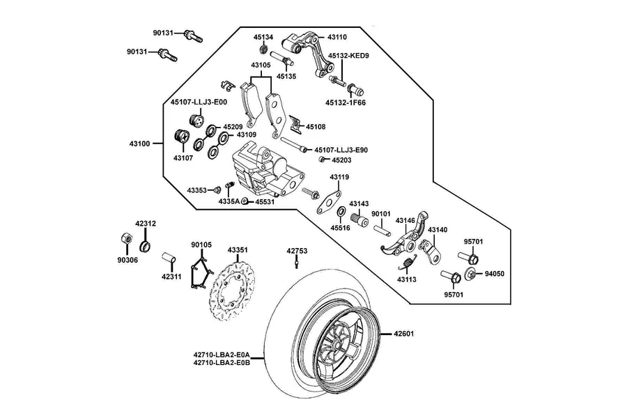 F08 Rear Wheel parts diagram