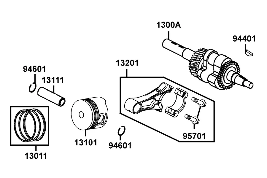 E04 Crankshaft and Piston parts diagram