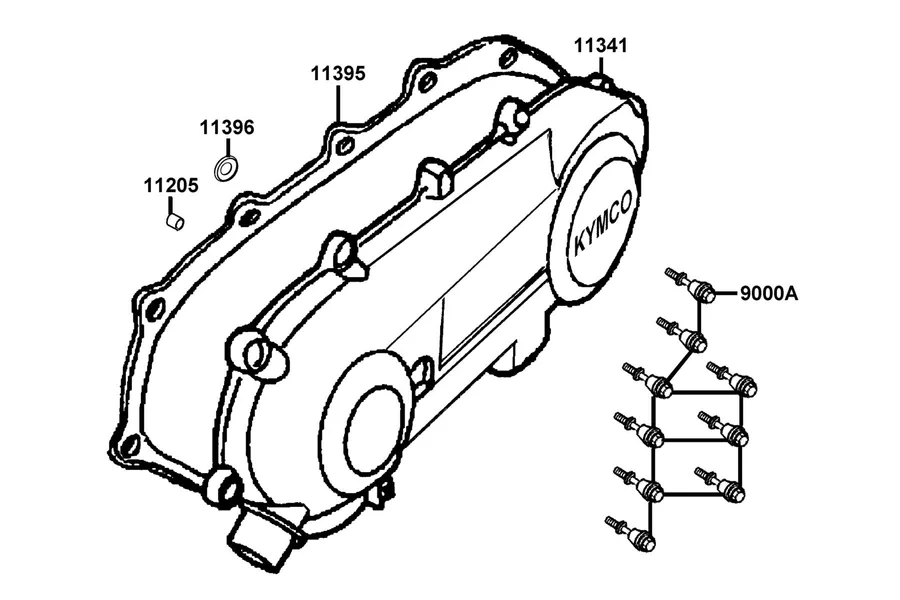 E05 Left Crankcase Cover parts diagram
