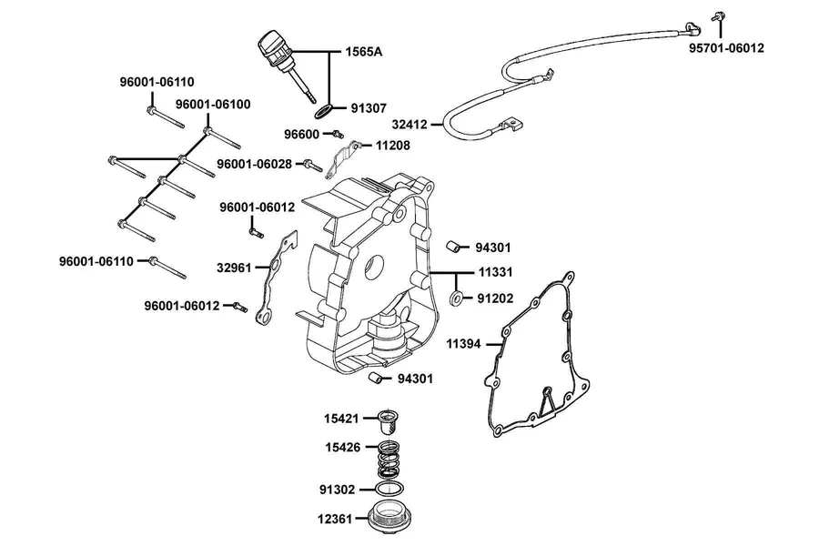 E04 Right Crankcase Cover parts diagram