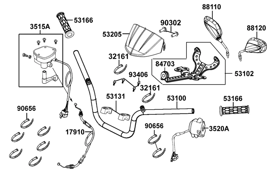 F03 Handle Steering parts diagram