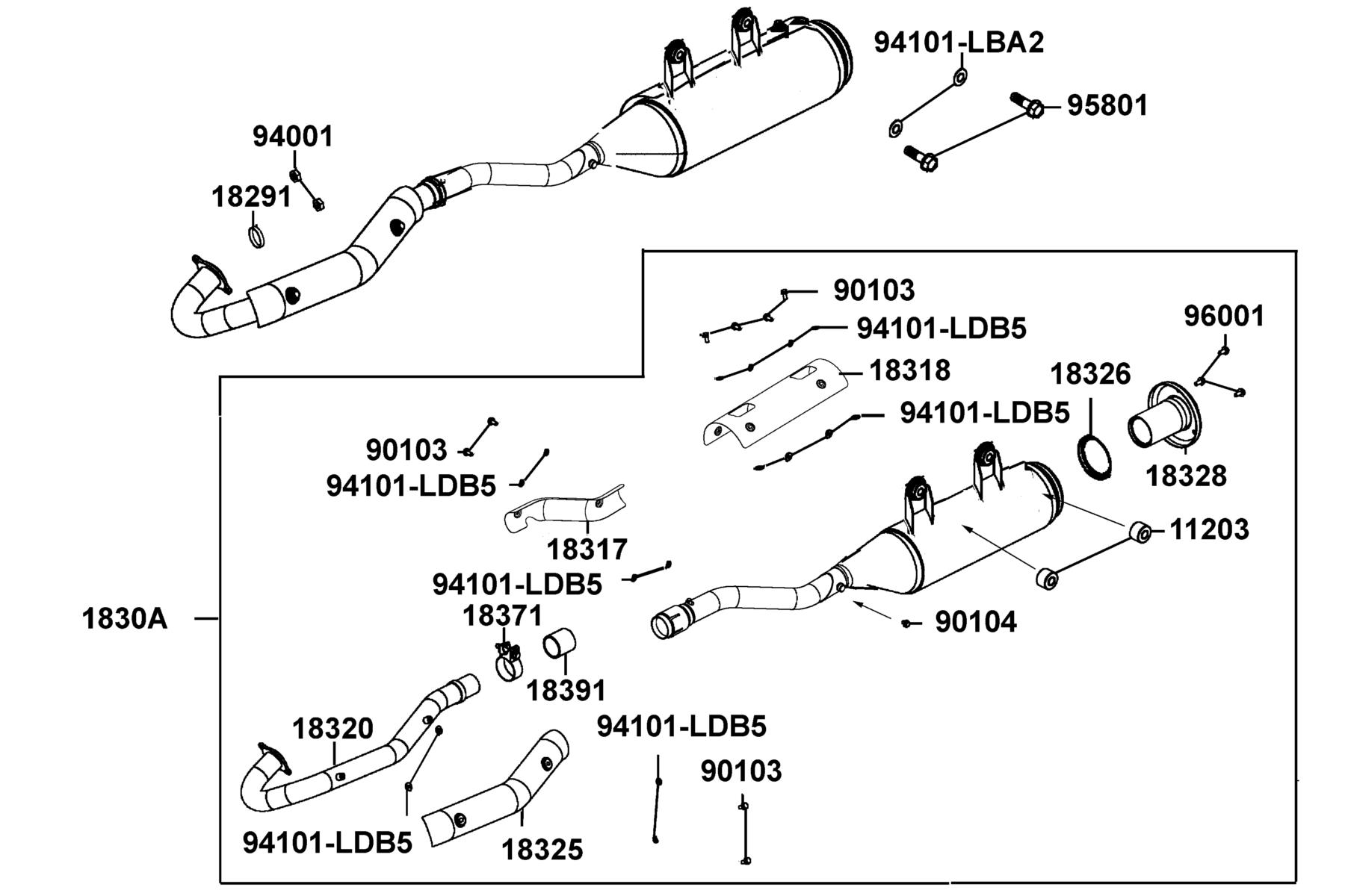 MXU 500i (4X4/IRS) (2016~) Exhaust Muffler parts diagram