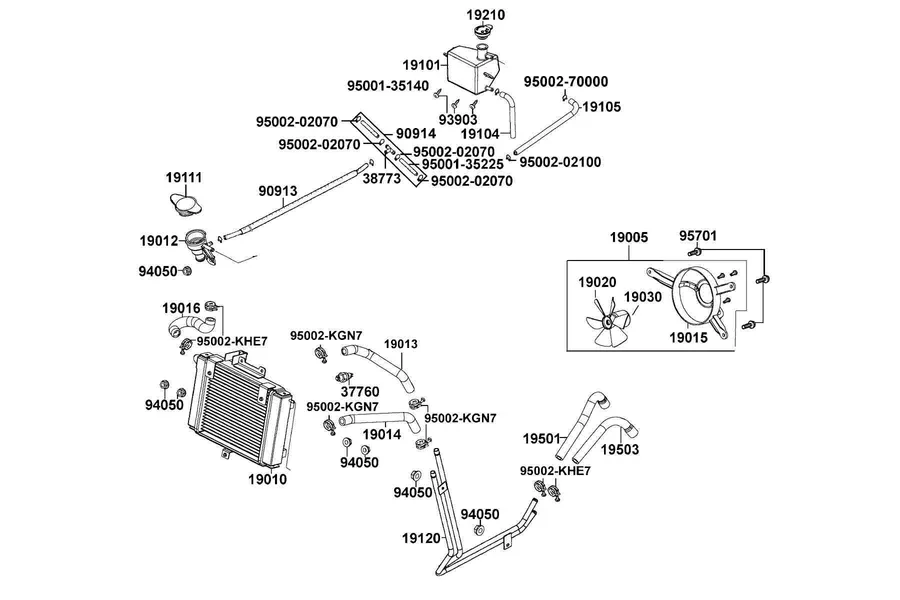 F22 Radiator parts diagram