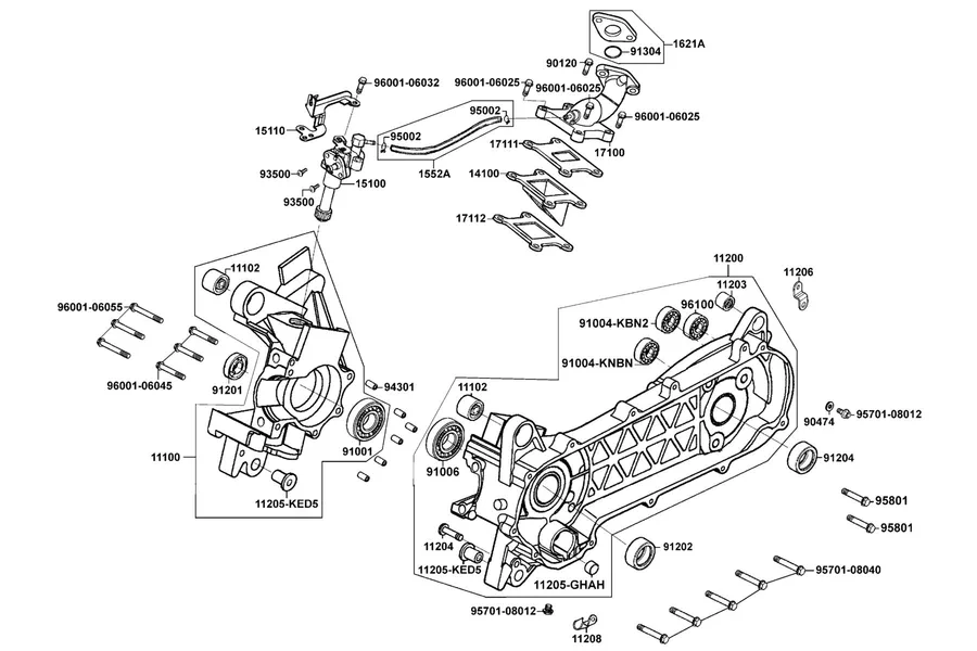 E09 Crankcase and Oil Pump parts diagram