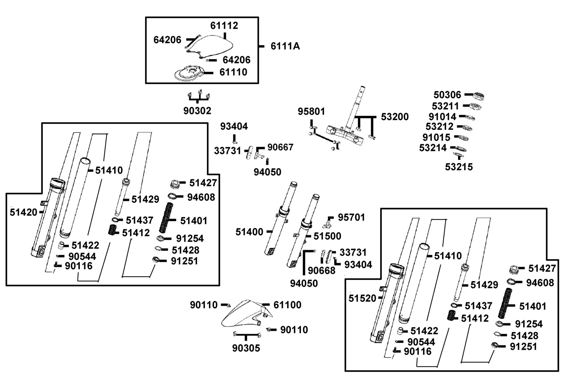 SUPER 8 R Stem Steering ● Front Cushion parts diagram