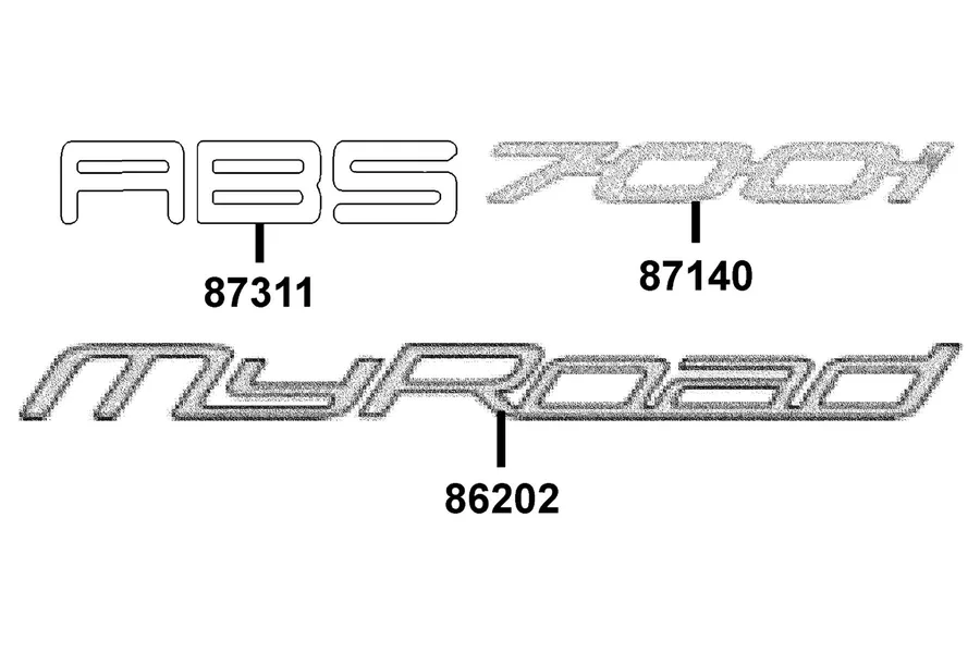 F25 Emblem and Stripe parts diagram