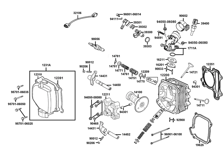 E02 Cylinder Head parts diagram