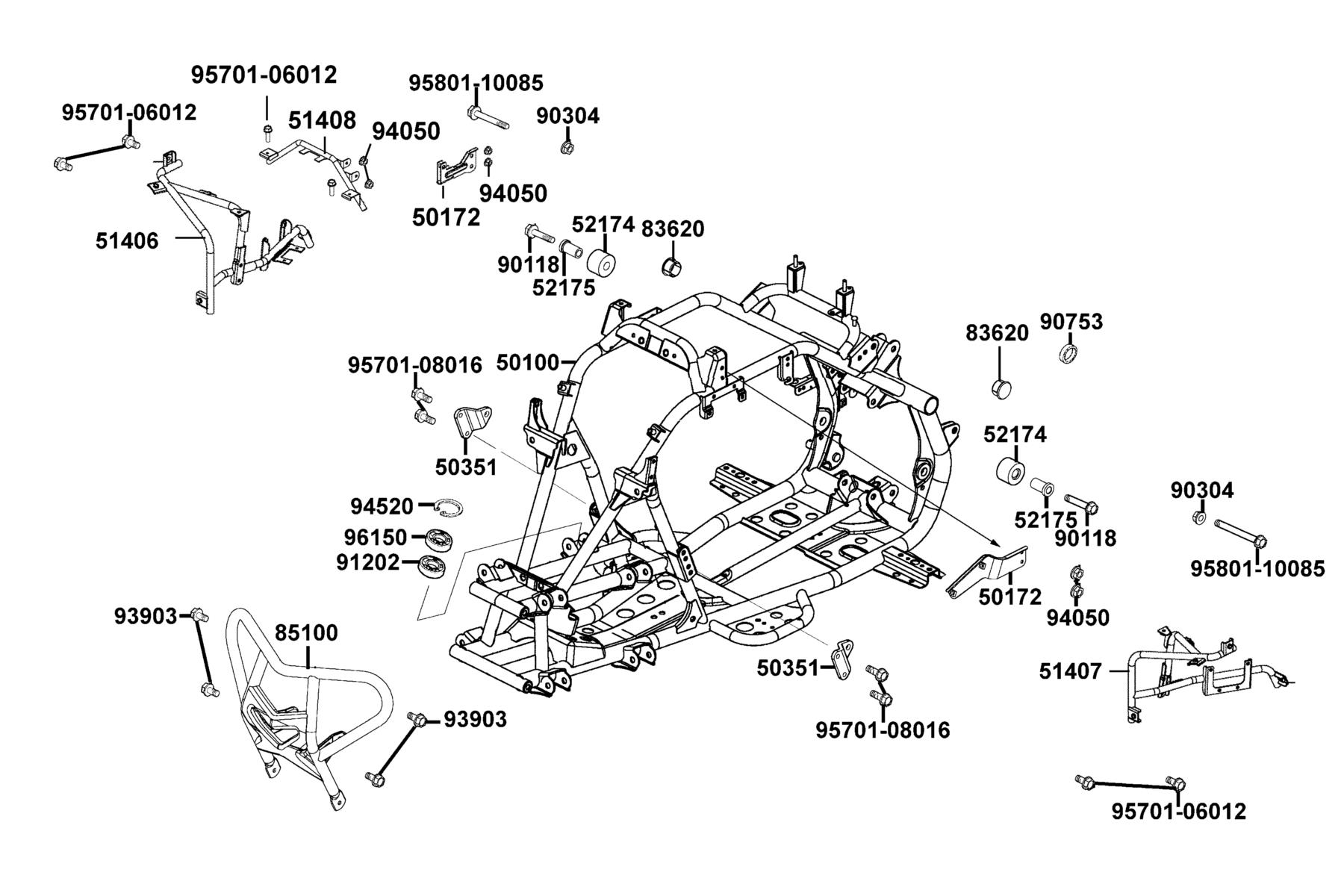 Mongoose 270i EPA/EFI(2025MY) Frame Body parts diagram