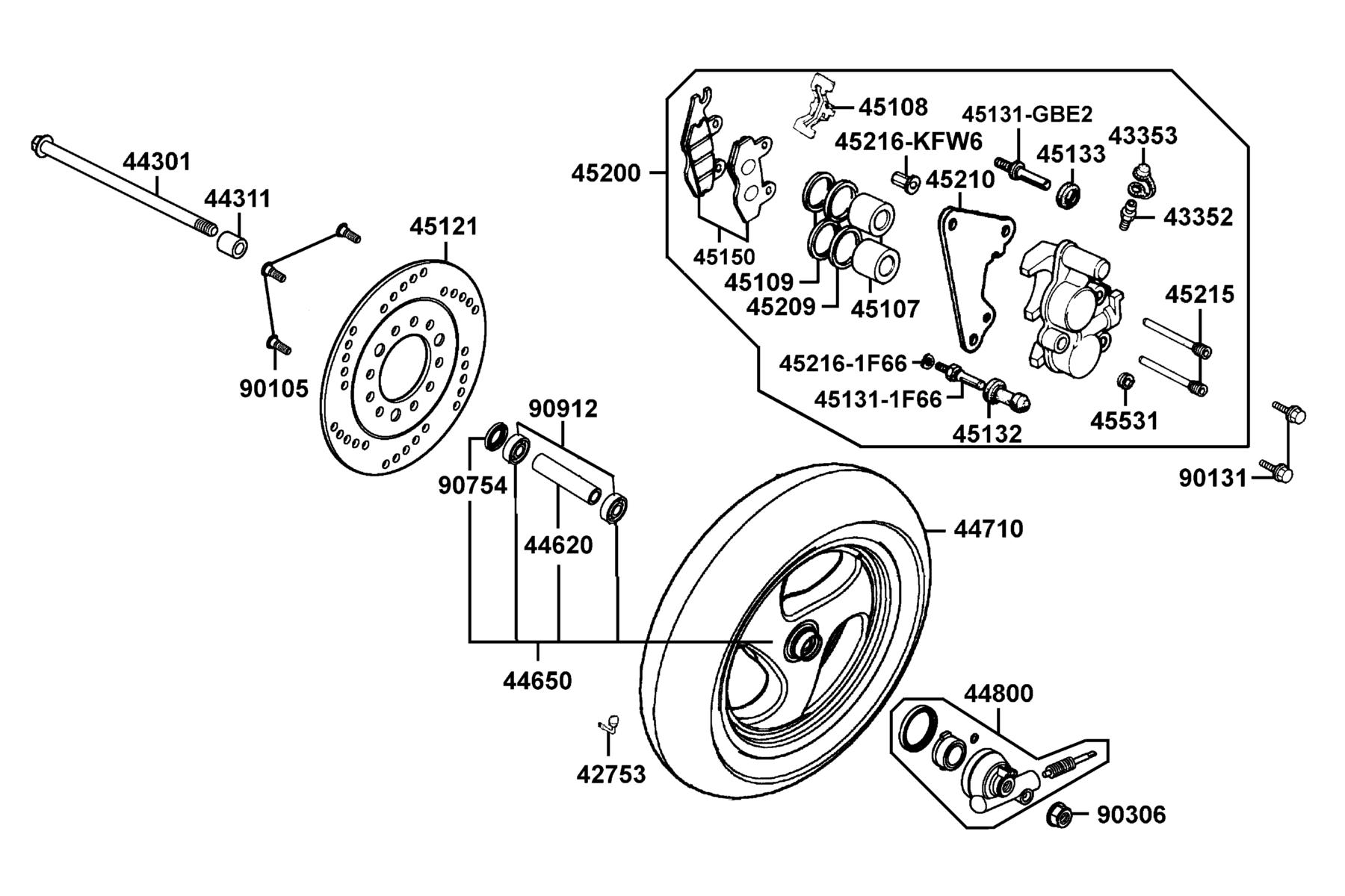 KYMCO SUPER 9S Front Wheel parts diagram