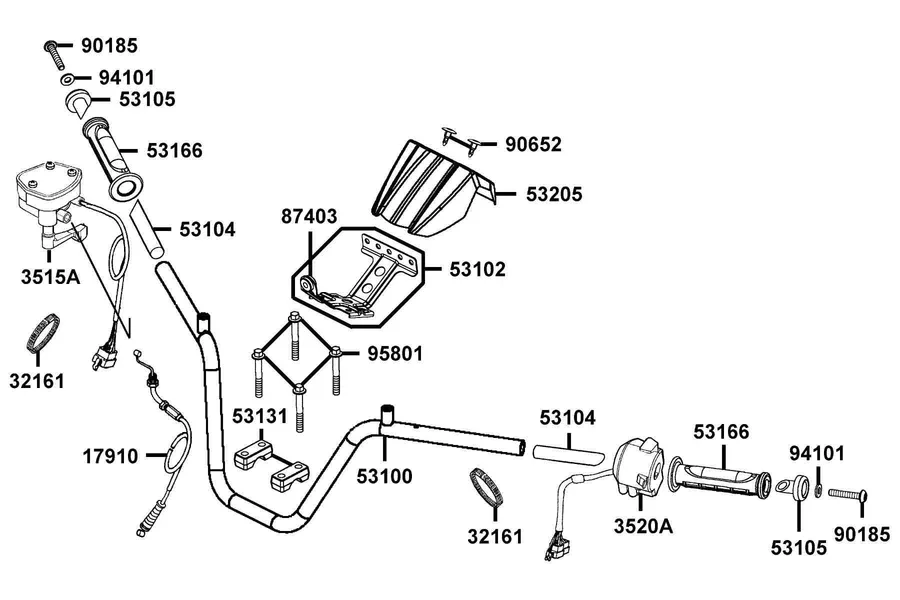 F03 Tube Handlebar parts diagram
