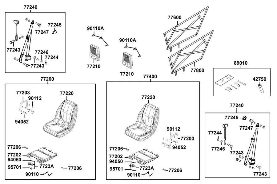 F09 Seat parts diagram