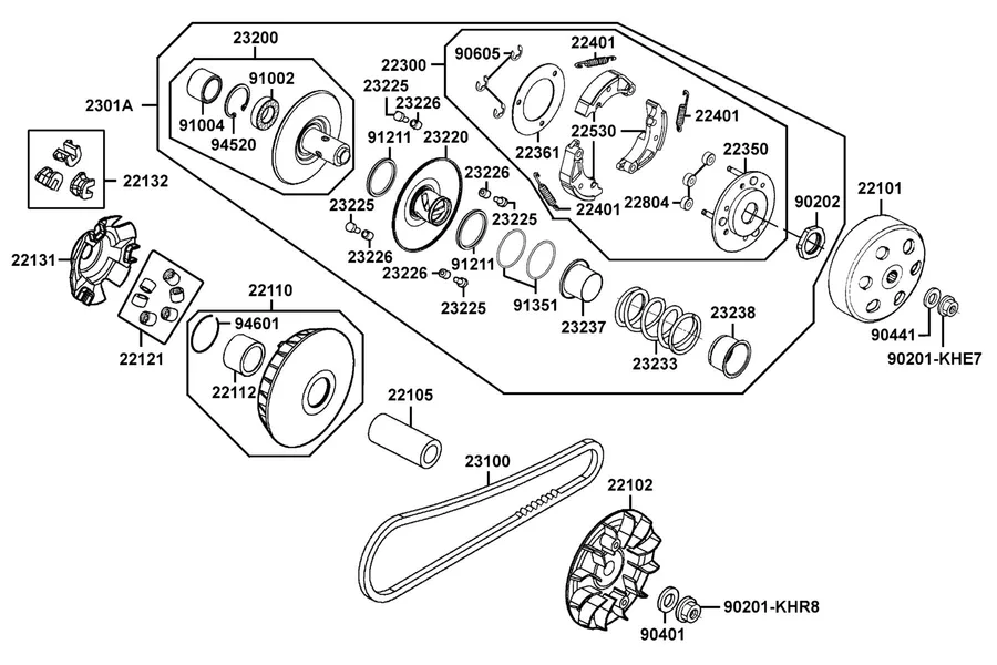 E05 Pulley parts diagram