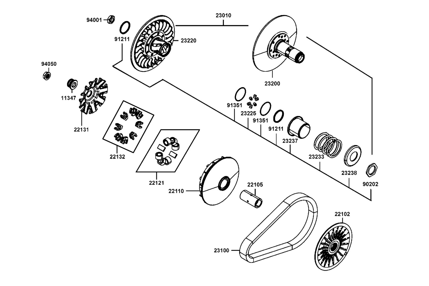 AK550 2022 Transmission Pulley parts diagram