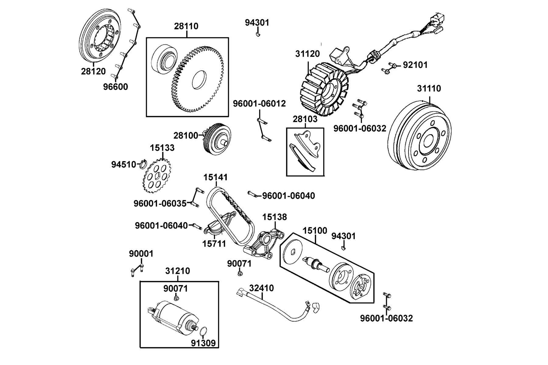 MXU 550i (2023) Starting Motor ● Generator parts diagram