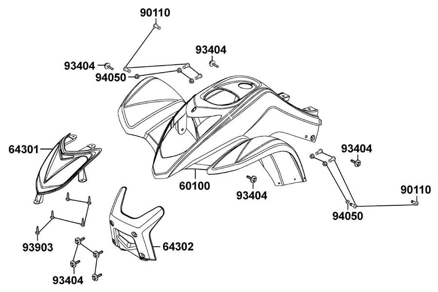 F04 Front Cover and Fr Fender parts diagram