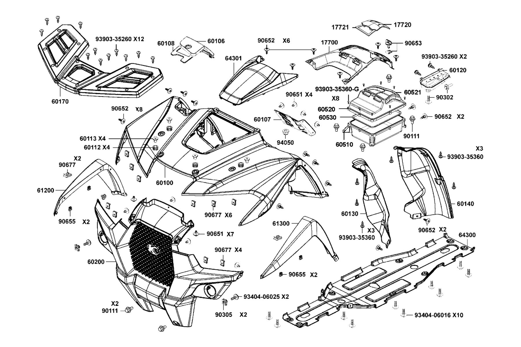 MXU 700i LE 2024 Fender Front parts diagram