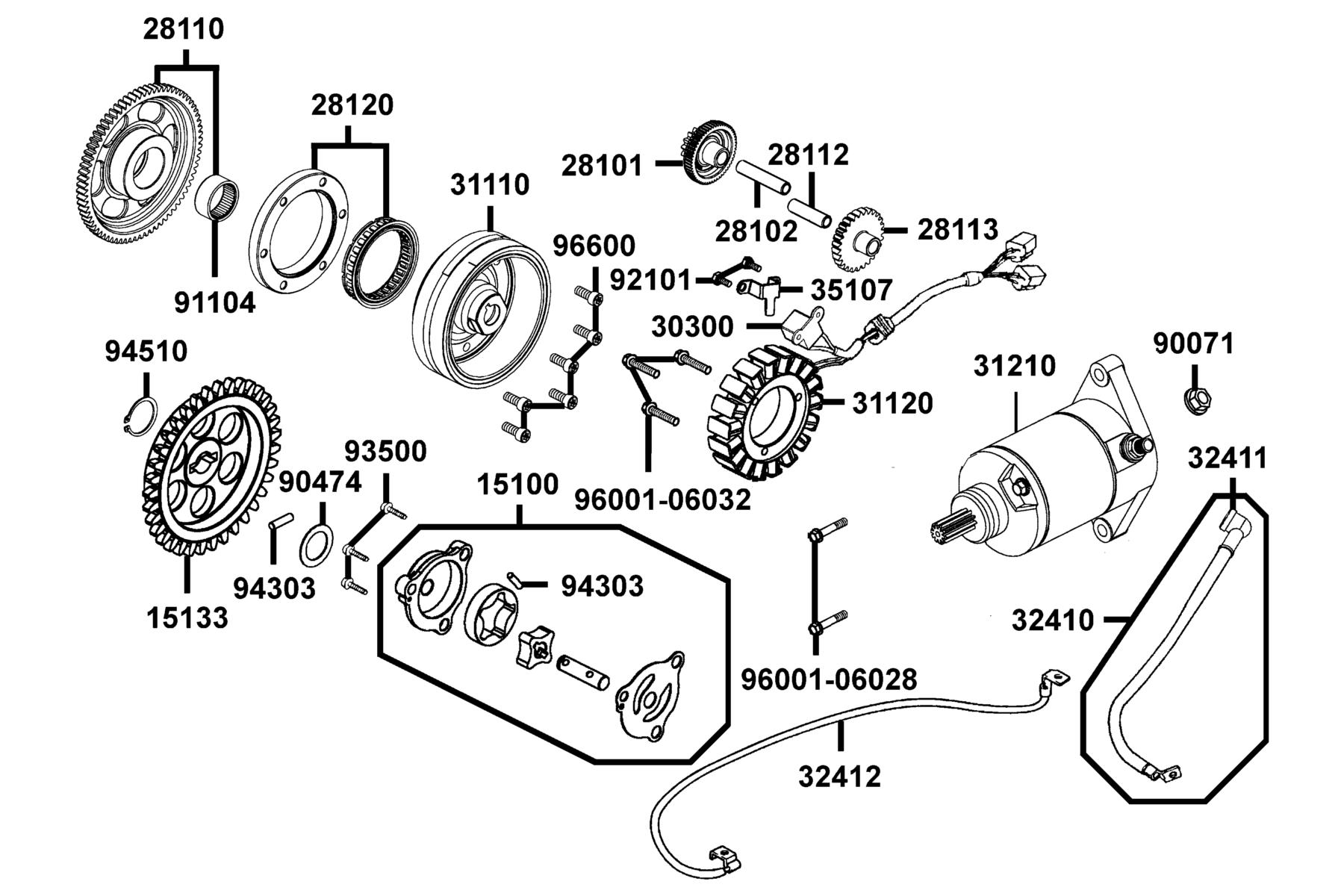 UXV 450i LE (2016~) Starting Motor ● Generator parts diagram