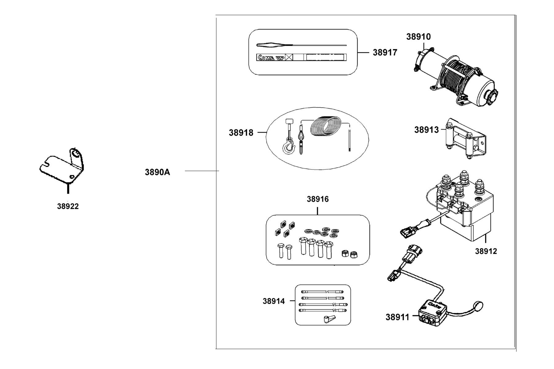 KYMCO MXU 500i (2014+) Winch parts diagram