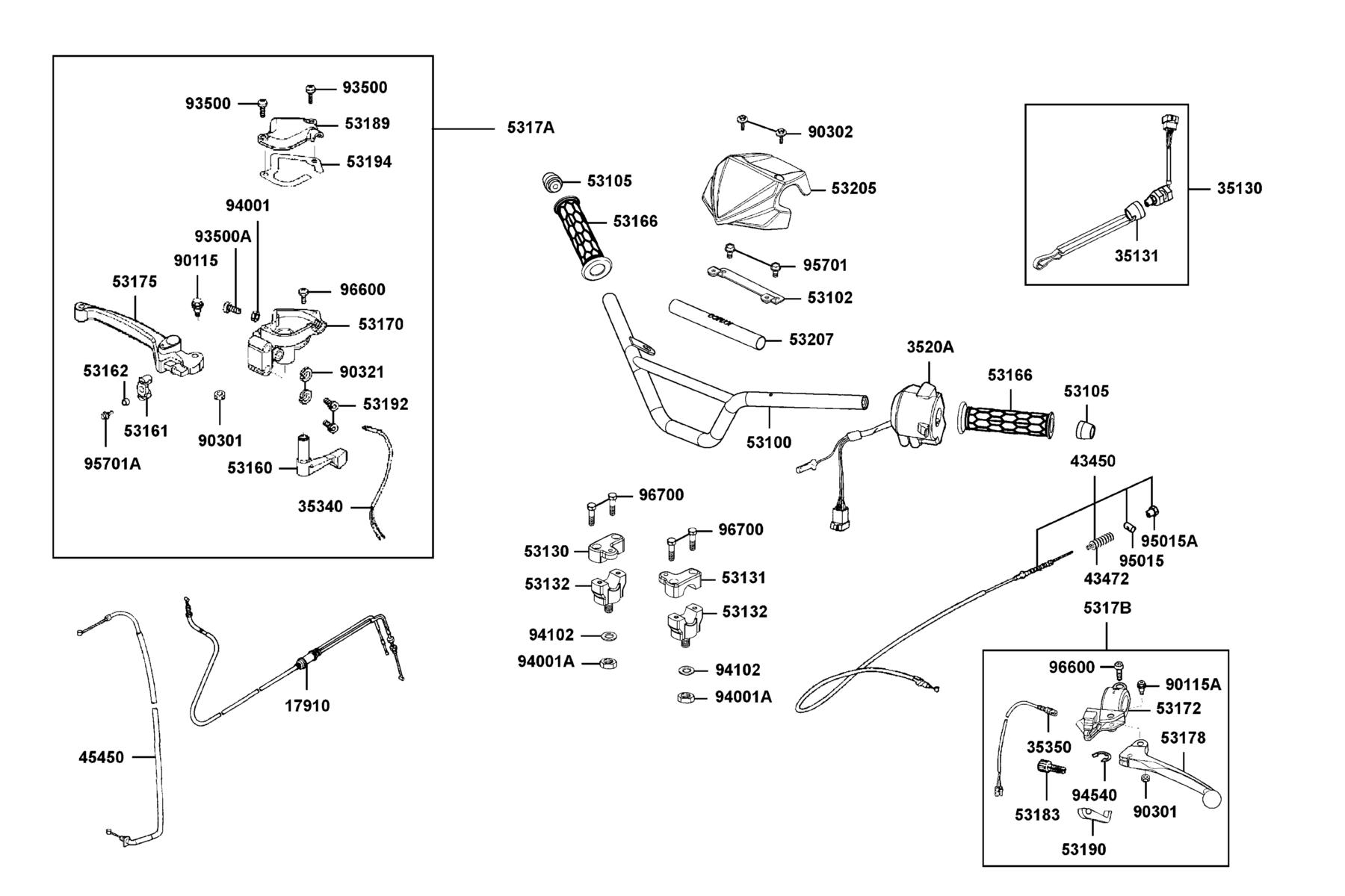 KYMCO Mongoose 50 Handle Steering parts diagram
