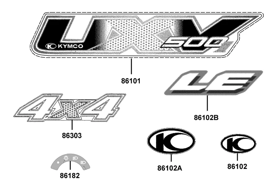 F25 Emblem and Stripe parts diagram
