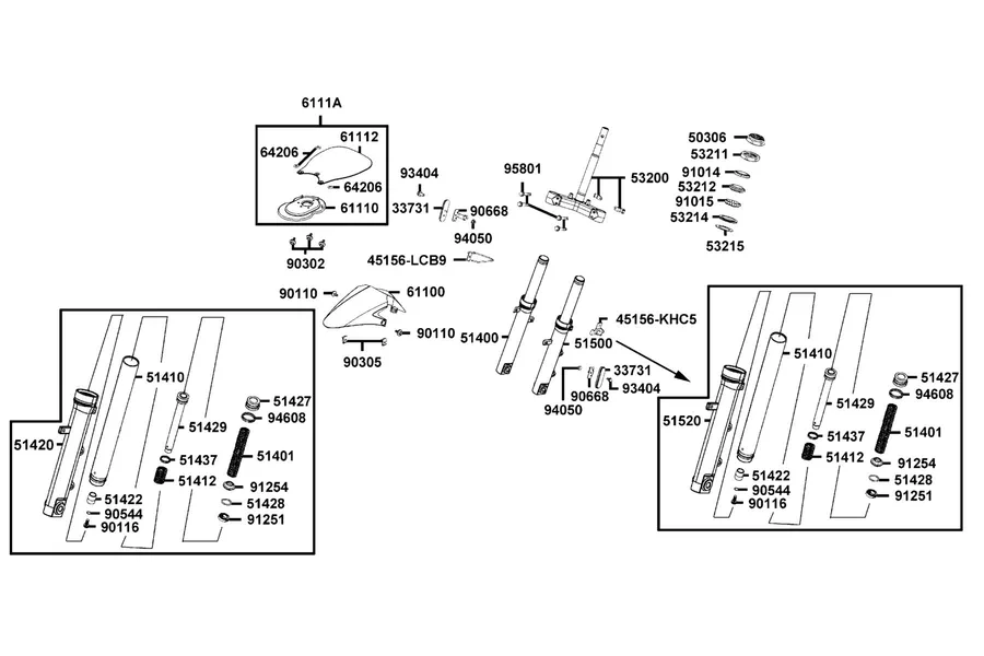 F06 Stem Steering and Front Cushion parts diagram