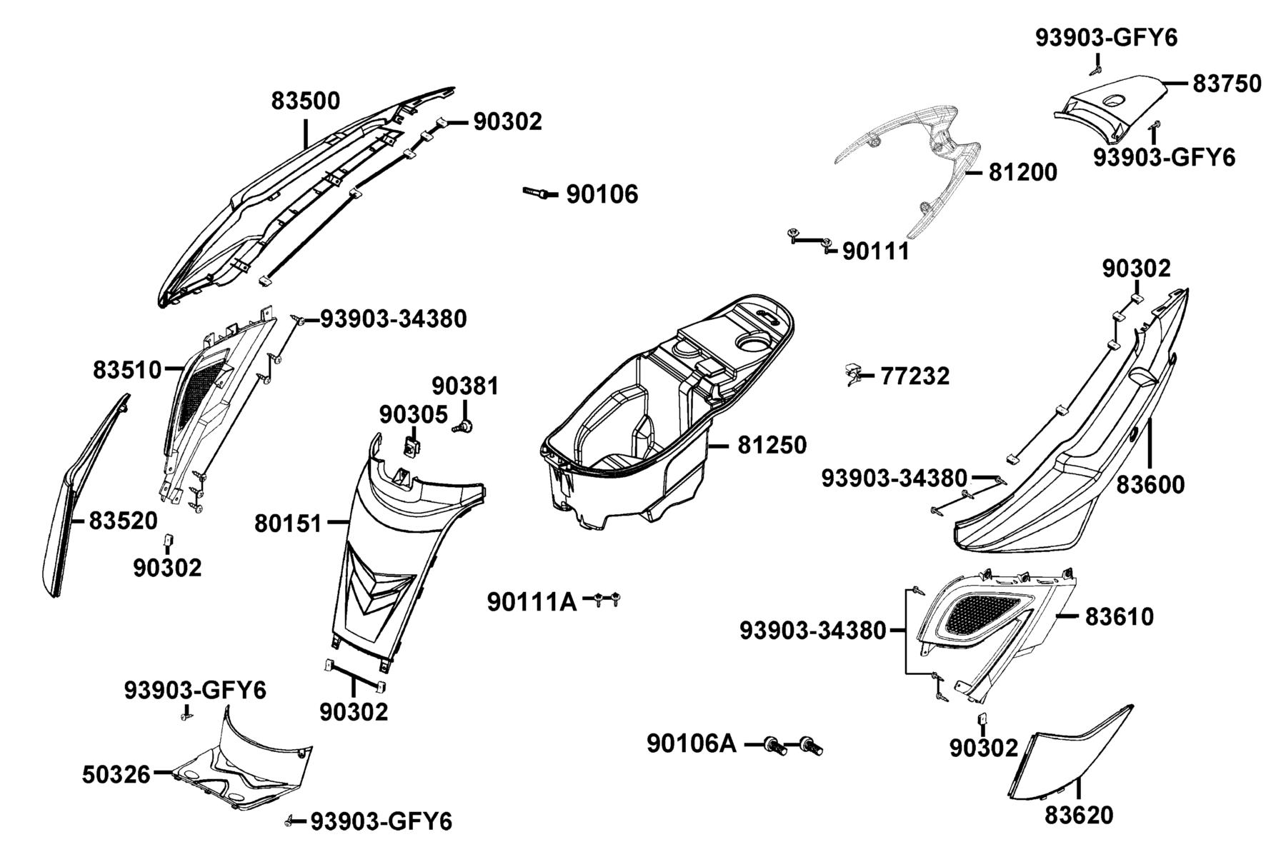Super 8 50 MY2026 Body Cover ● Luggage Box parts diagram