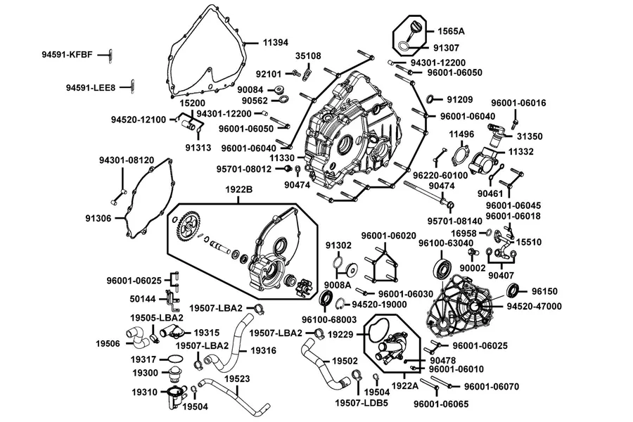 E05 Cover Left Crank Case parts diagram