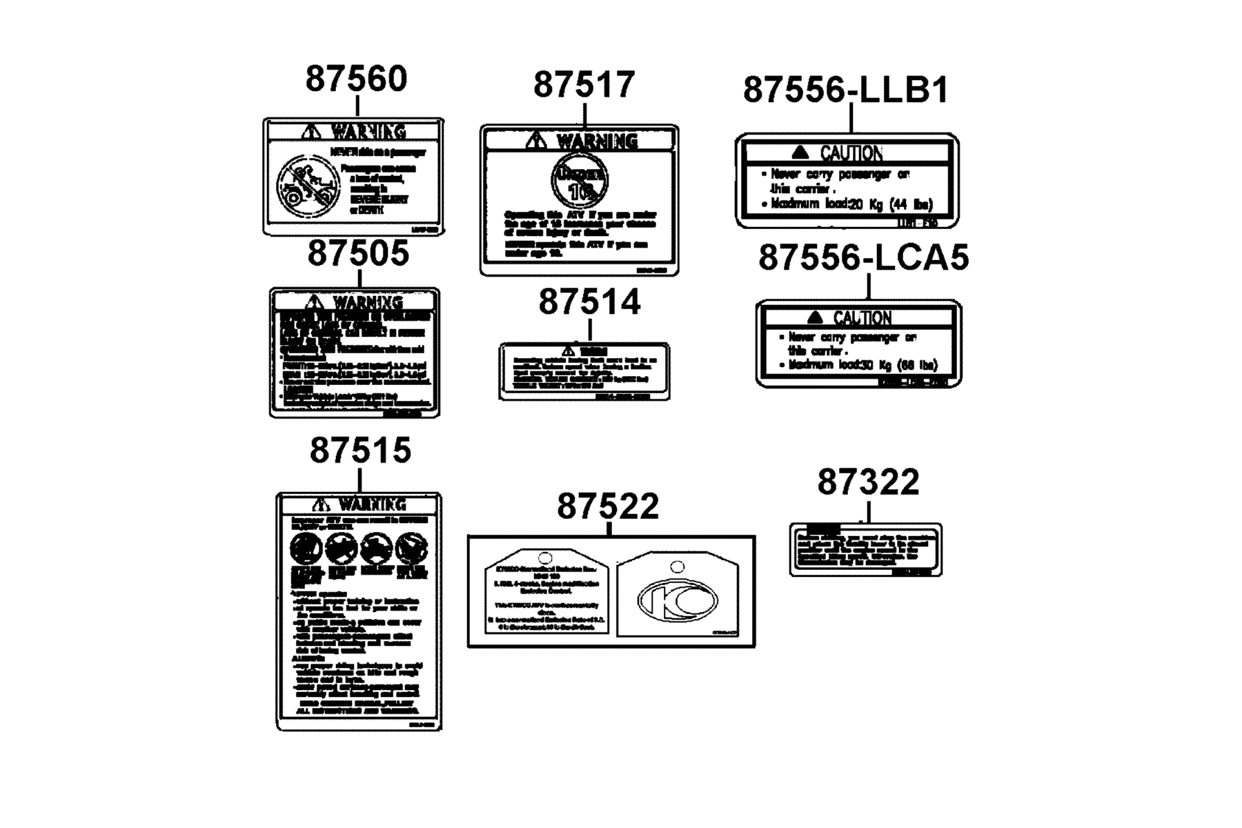 KYMCO MXU 300 (2007-2007) Caution Label parts diagram