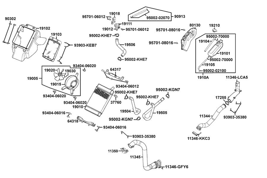 F23 Radiator parts diagram