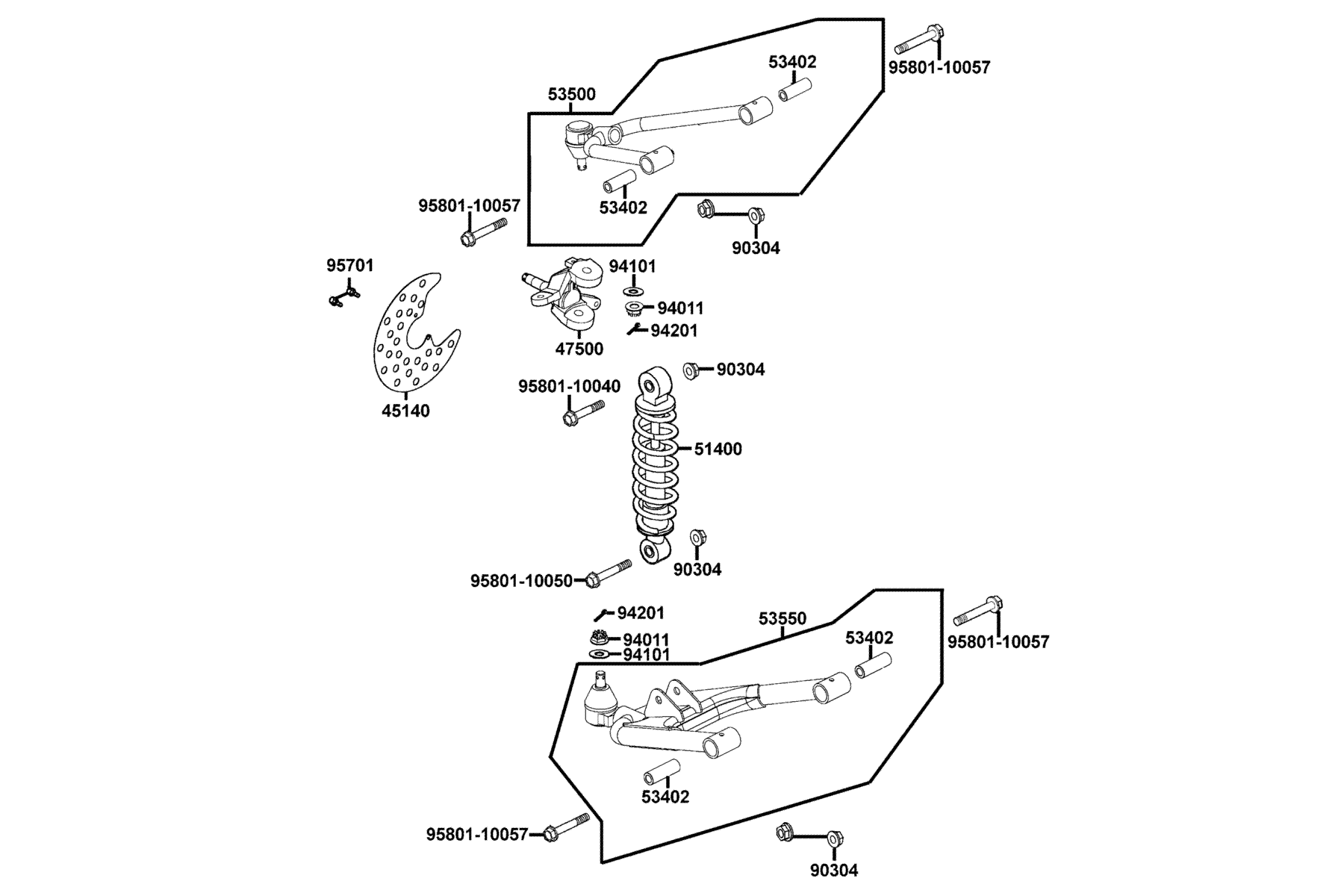 KYMCO MXU 250 (2007-2007) Cushion and Left Arm Swing parts diagram
