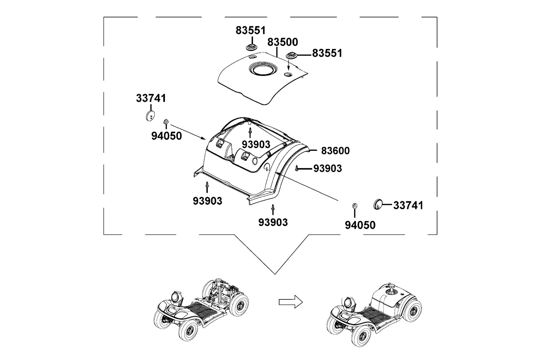 KYMCO DELUXE X" (2018) Body Cover parts diagram