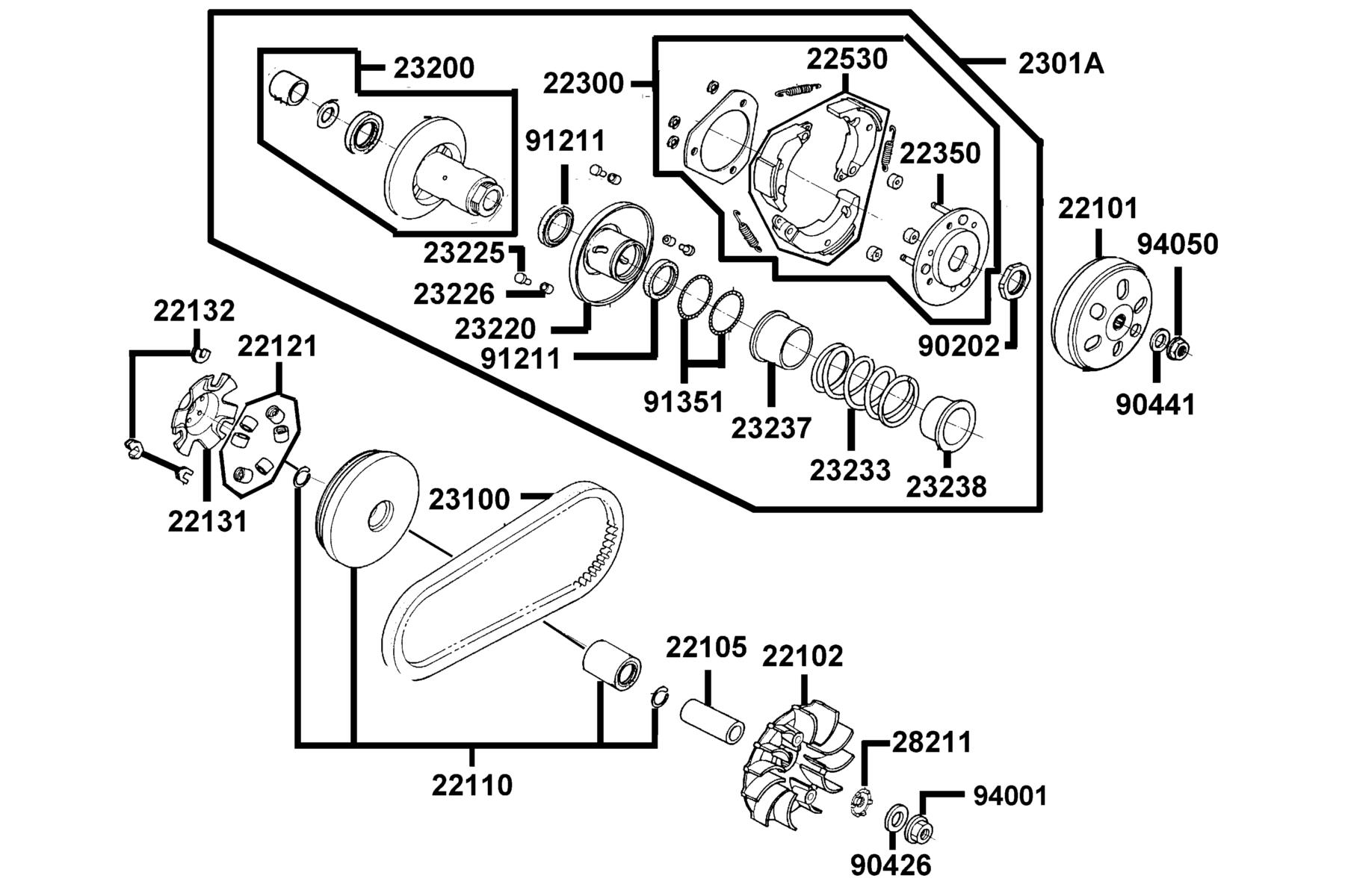 SUPER 8 150R ON-ROAD(2015~) Driven Pulley parts diagram